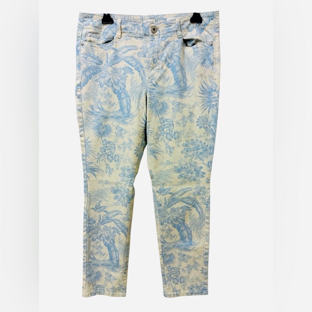 J. Jill Blue and White Floral Cropped Jeans